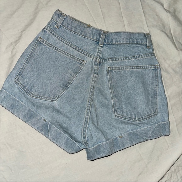 American Apparel Light Blue High Waist Light Wash Denim Shorts - Picture 10 of 15